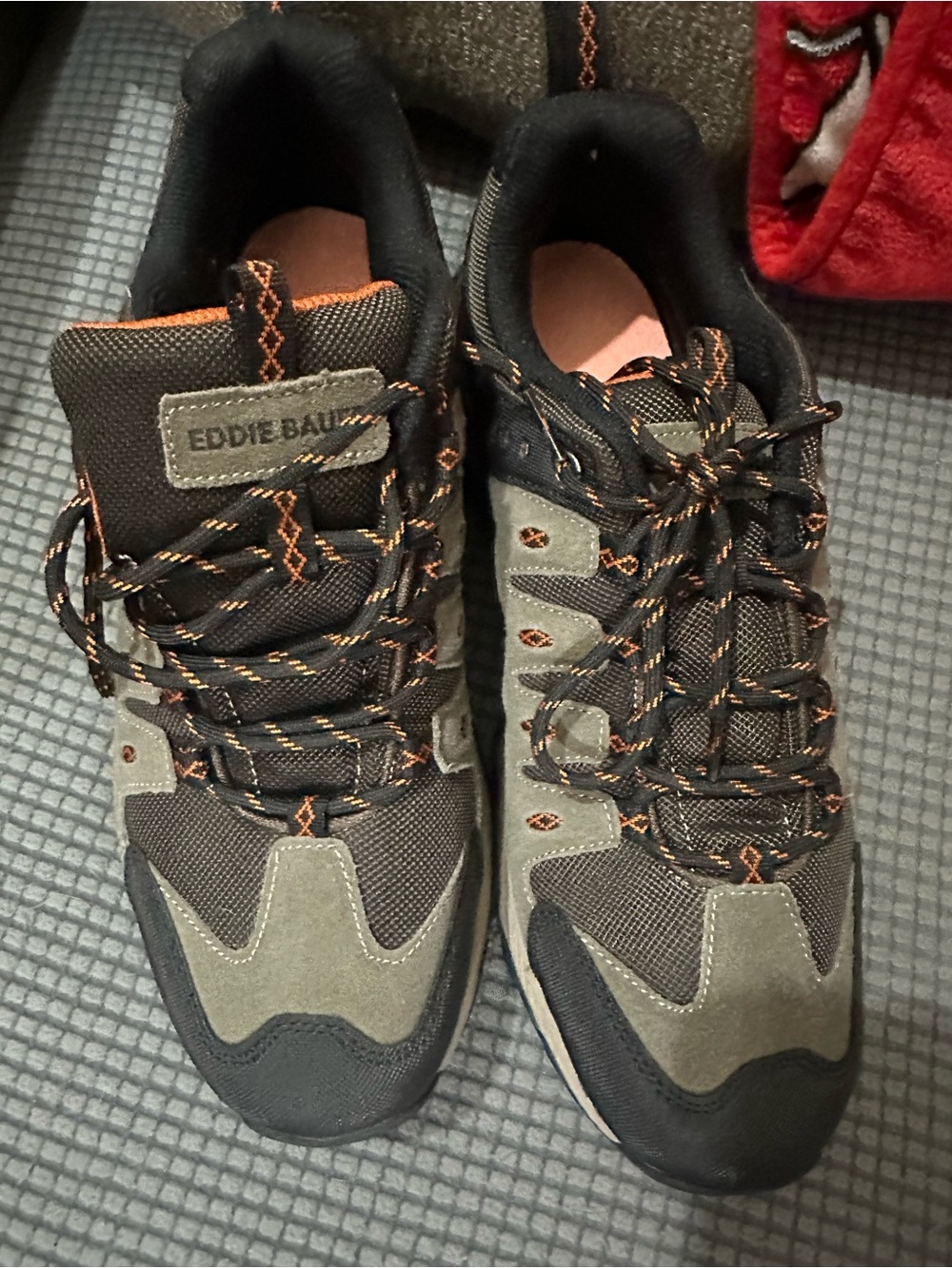Eddie Bauer Black & Olive Trail Sneakers with Orange Detailing